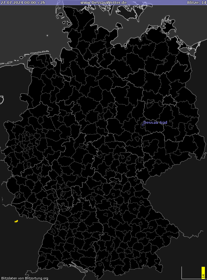 Lightning map Germany 2024-07-27 (Animation)