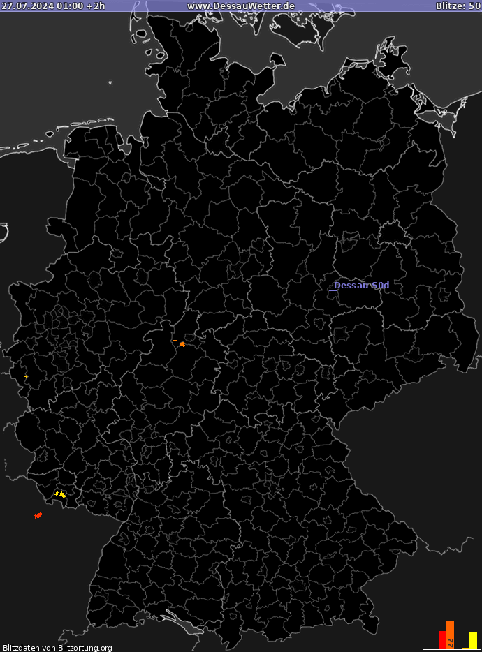 Carte de la foudre Allemagne 27/07/2024 (Animation)