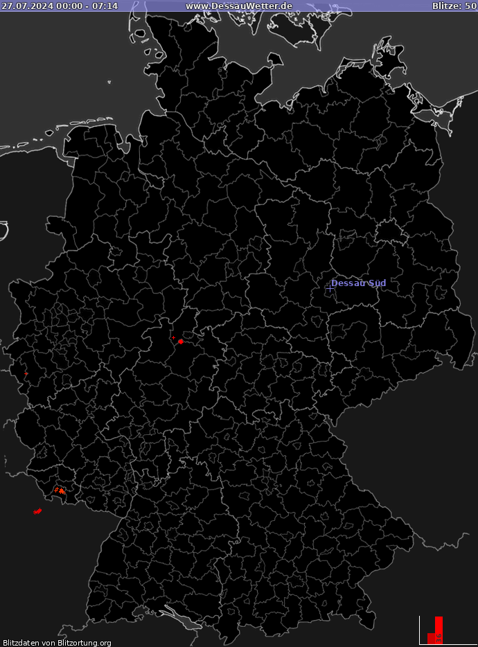 Lightning map Germany 2024-07-27