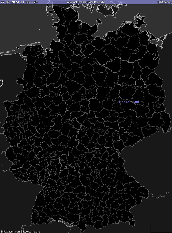 Bliksem kaart Duitsland 27.07.2024 (Animatie)